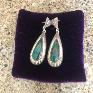 Green Stone Drop Earrings